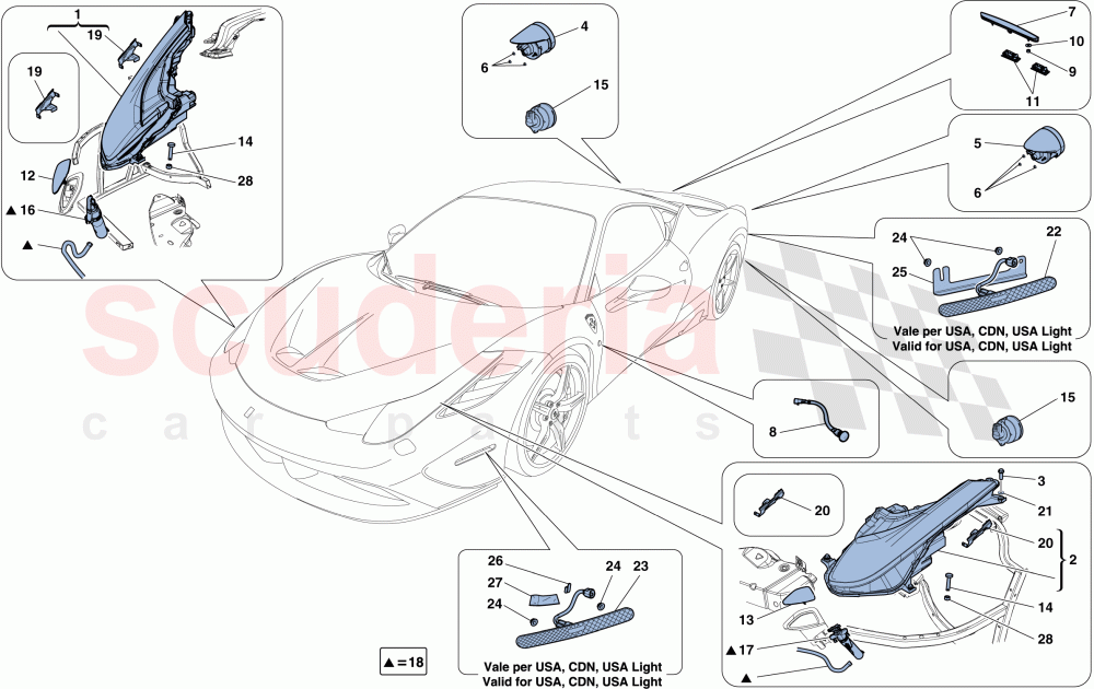 HEADLIGHTS AND TAILLIGHTS of Ferrari Ferrari 458 Speciale