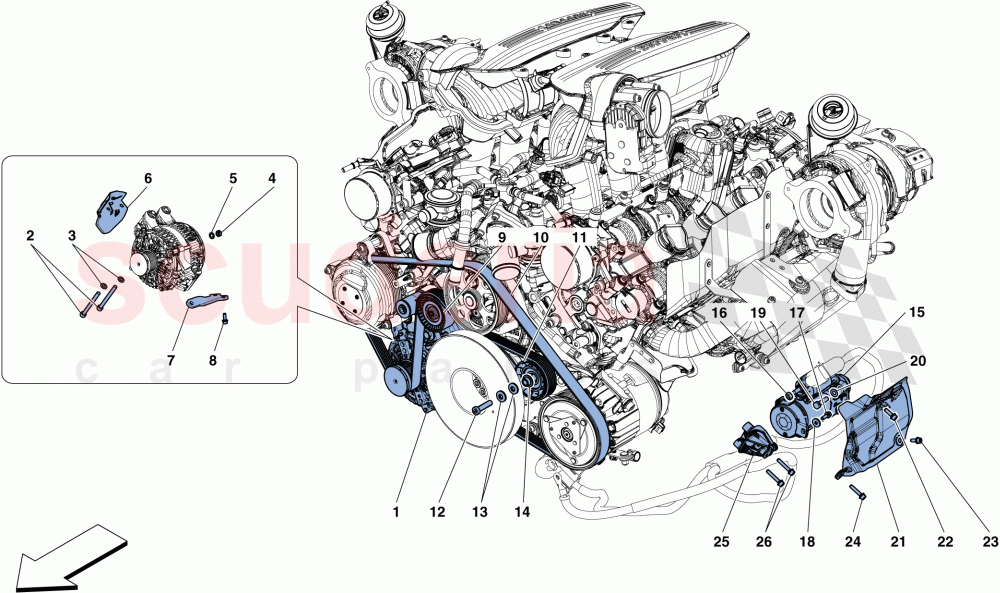 ALTERNATOR - STARTER MOTOR of Ferrari Ferrari 488 GTB