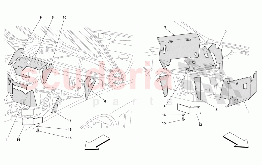 ENGINE COMPARTMENT FIRE-PROOF INSULATIONS -Valid for GD- of Ferrari Ferrari 550 Maranello