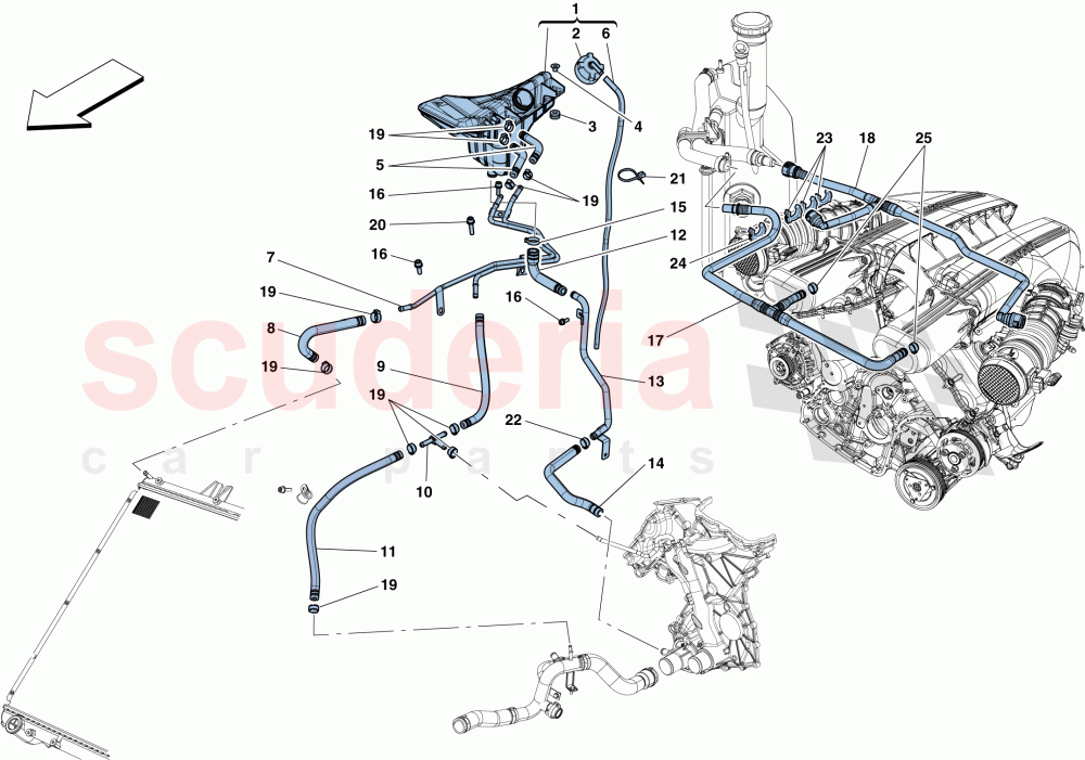 COOLING - HEADER TANK AND PIPES of Ferrari Ferrari F12 TDF