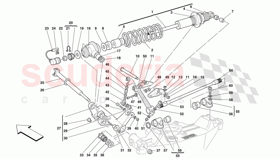 REAR SUSPENSION - SHOCK ABSORBER AND STABILIZER BAR of Ferrari Ferrari F50