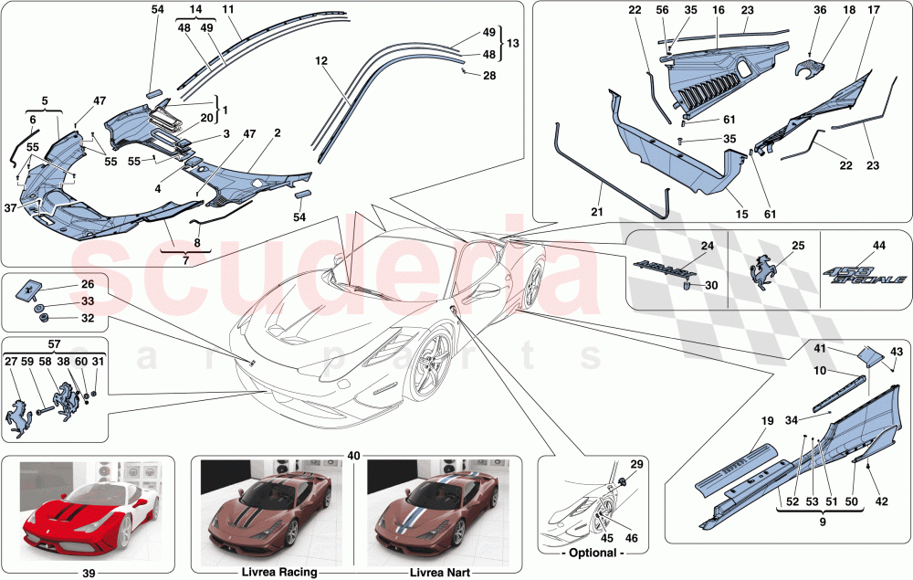 SHIELDS - EXTERNAL TRIM of Ferrari Ferrari 458 Speciale