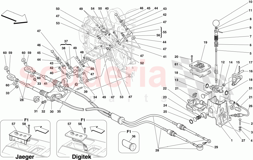 EXTERNAL GEARBOX CONTROLS of Ferrari Ferrari 430 Spider