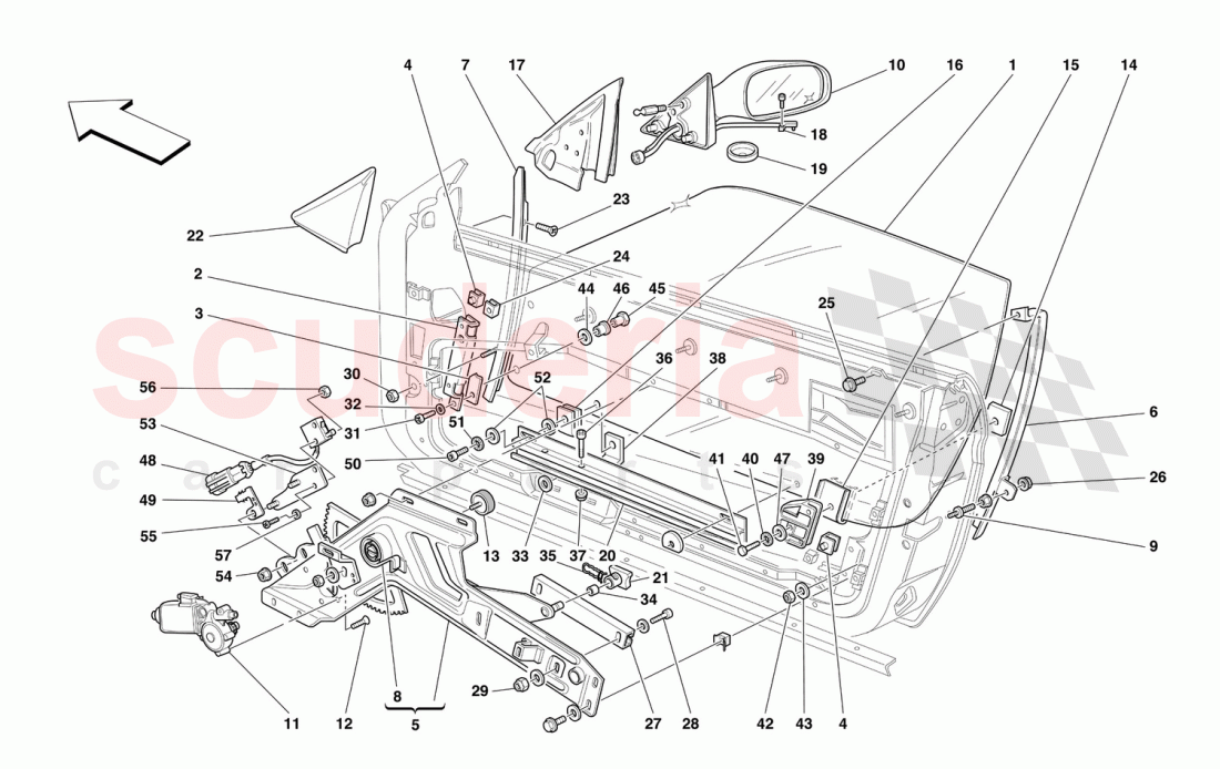 DOORS - POWER WINDOW AND REARVIEW MIRROR of Ferrari Ferrari 456 M GT/GTA