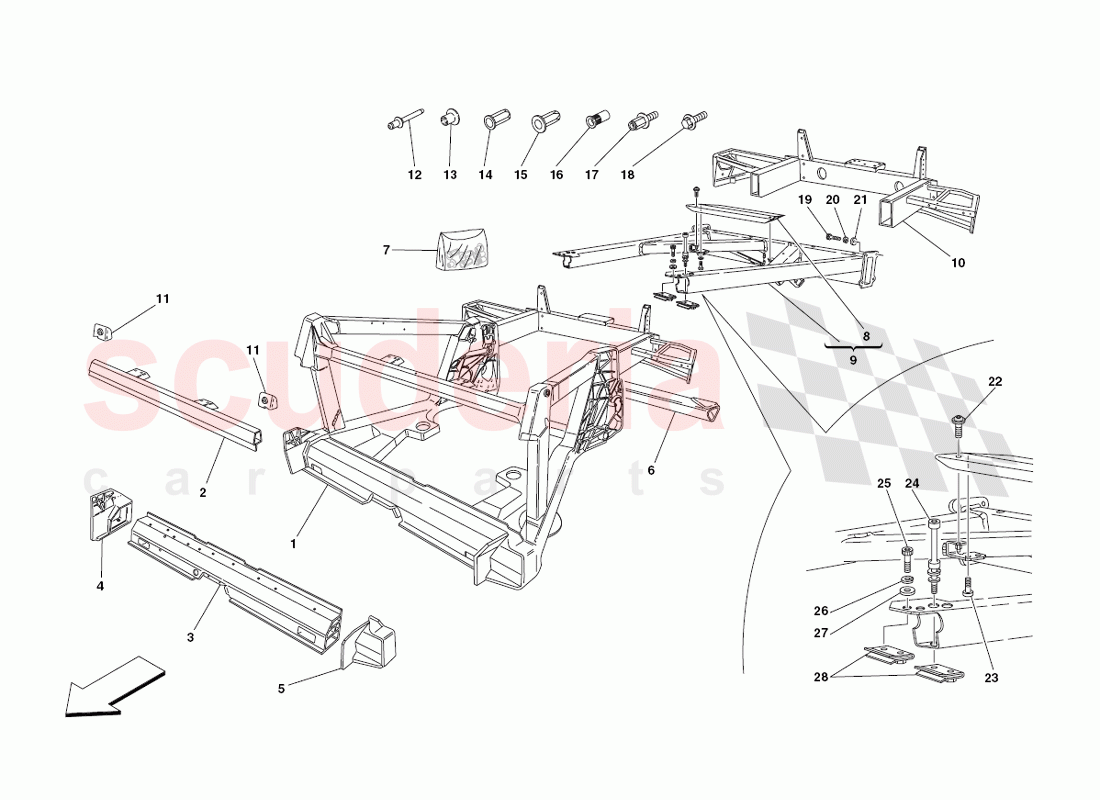 Frame - Rear Elements and Plates of Ferrari Ferrari 430 Challenge (2006)