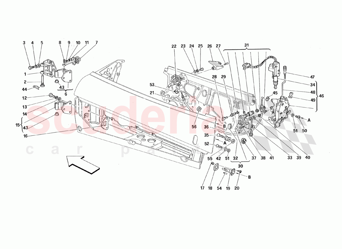 Doors - Opening Control and Hinges of Ferrari Ferrari 348 TB (1993)