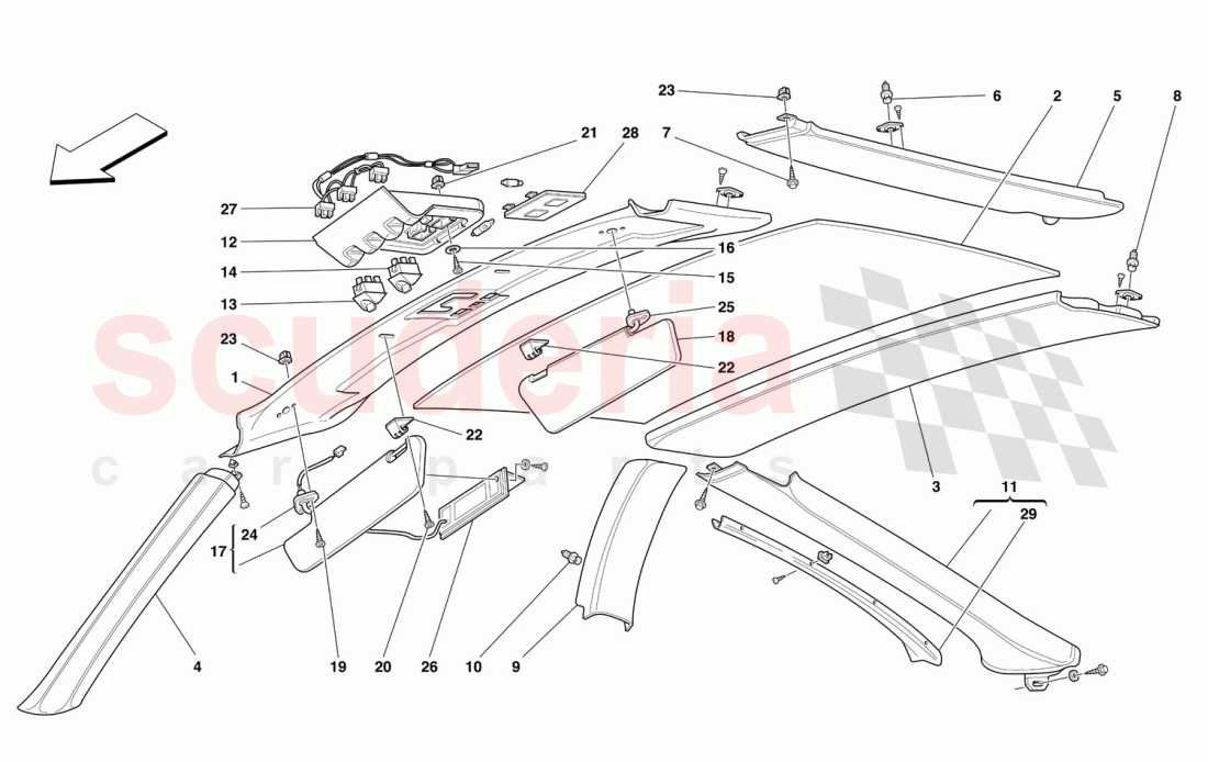 ROOF PANEL UPHOLSTERY AND ACCESSORIES of Ferrari Ferrari 550 Maranello