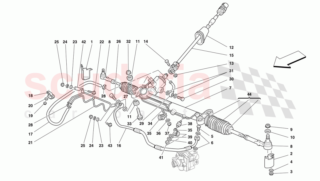 HYDRAULIC STEERING BOX AND SERPENTINE -Valid for GD- of Ferrari Ferrari 456 GT/GTA