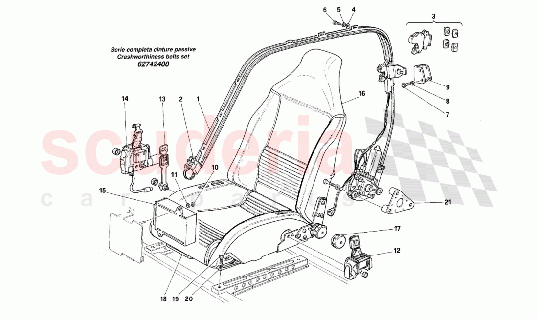 Seats - Passive safety belts -Valid for USA- of Ferrari Ferrari F40