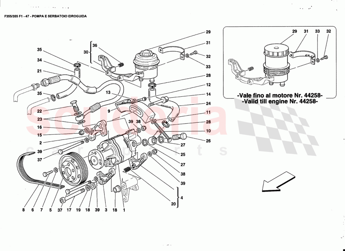 HYDRAULIC STEERING PUMP AND TANK of Ferrari Ferrari 355 (5.2 Motronic)