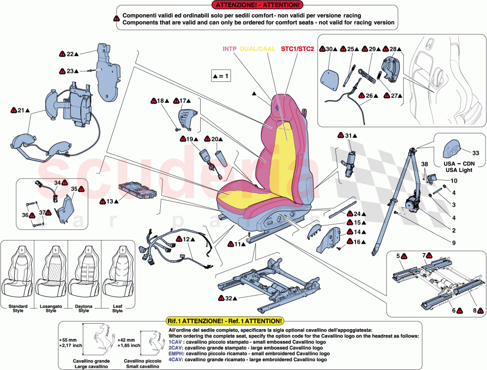 FRONT SEAT - SEAT BELTS, GUIDES AND ADJUSTMENT of Ferrari Ferrari F12 Berlinetta