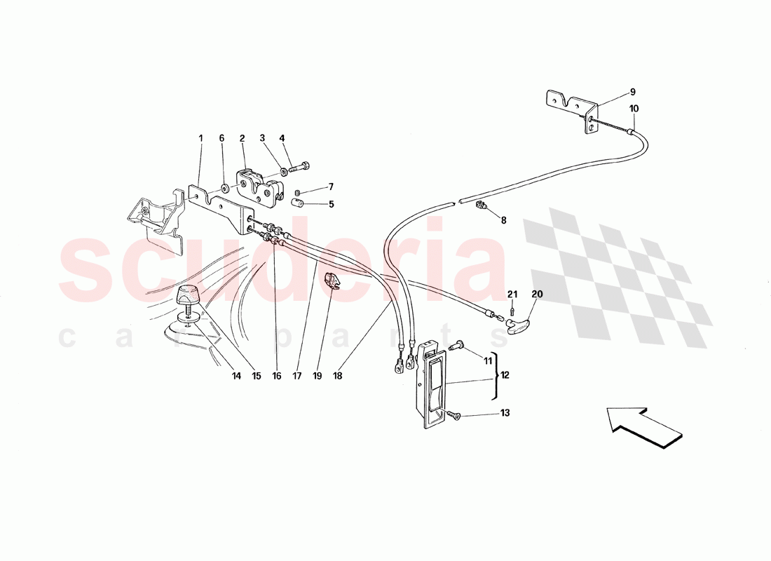 Opening Device for Front Hood of Ferrari Ferrari 348 TB (1993)