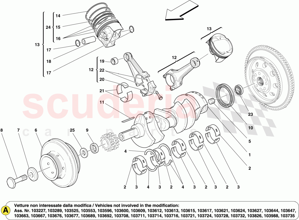 CRANKSHAFT, CONNECTING RODS AND PISTONS of Ferrari Ferrari California (2012-2014)