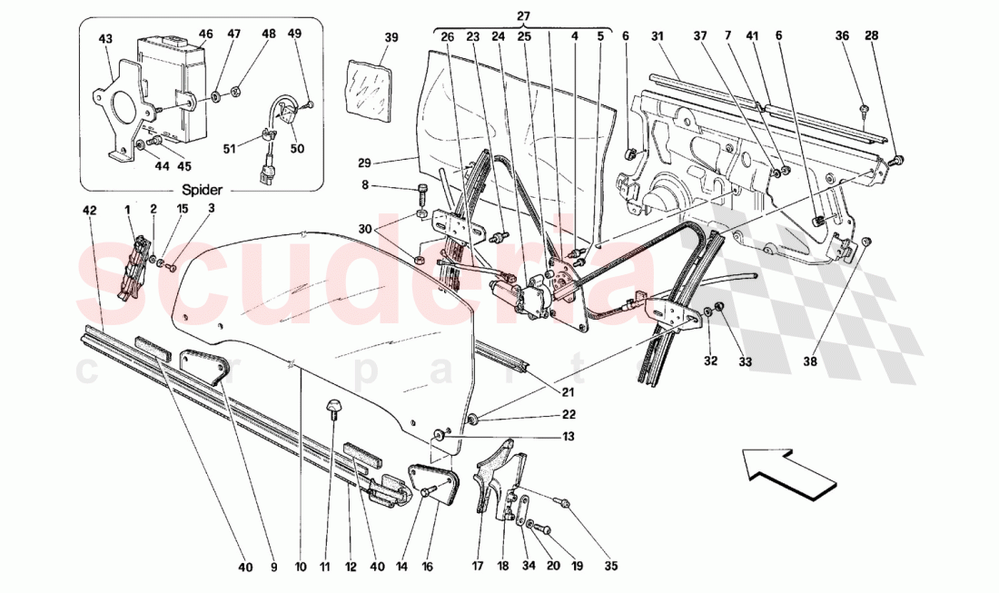 DOORS - GLASS LIFTING DEVICE of Ferrari Ferrari 348 (2.7 Motronic)