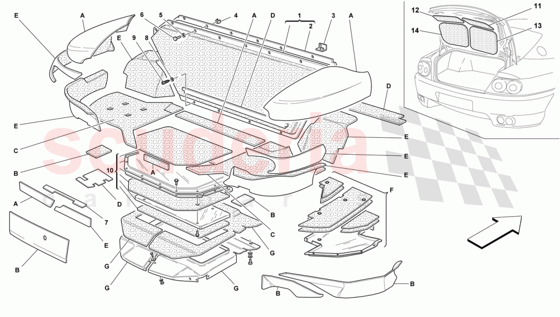 TRUNK HOOD INSULATIONS -Valid for 456 GTA- of Ferrari Ferrari 456 GT/GTA