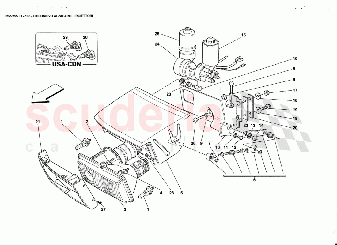 LIGHTS LIFTING DEVICE AND HEADLIGHTS of Ferrari Ferrari 355 (5.2 Motronic)