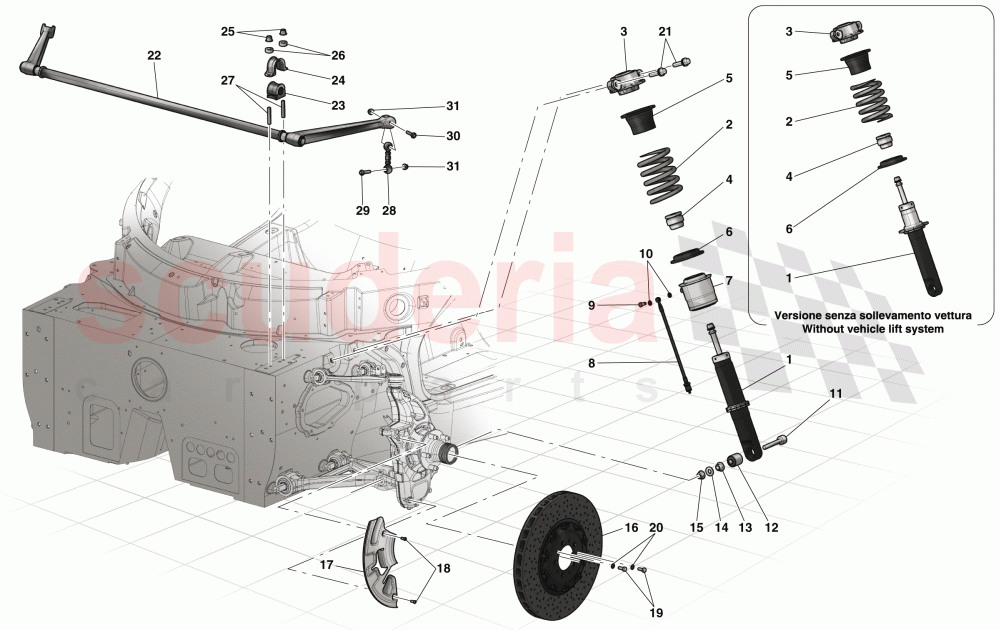 FRONT SUSPENSION - SHOCK ABSORBER AND BRAKE DISC of Ferrari Ferrari LaFerrari