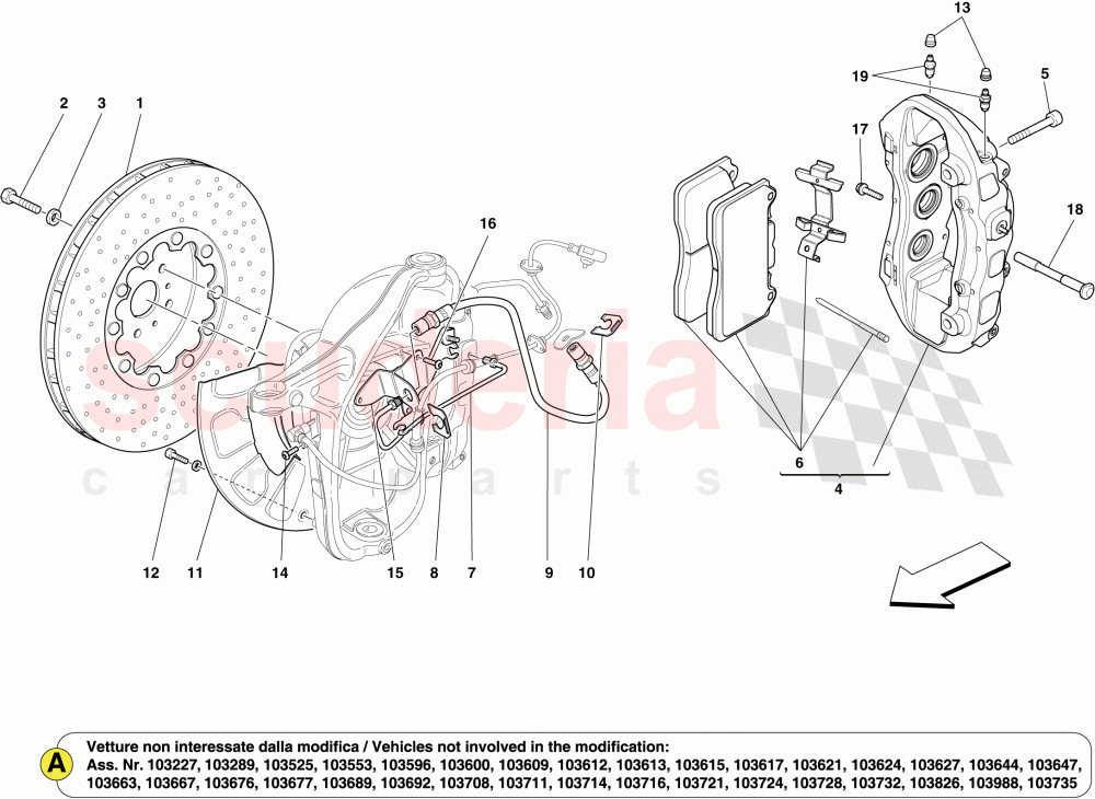 FRONT WHEEL BRAKE SYSTEM COMPONENTS of Ferrari Ferrari California (2012-2014)