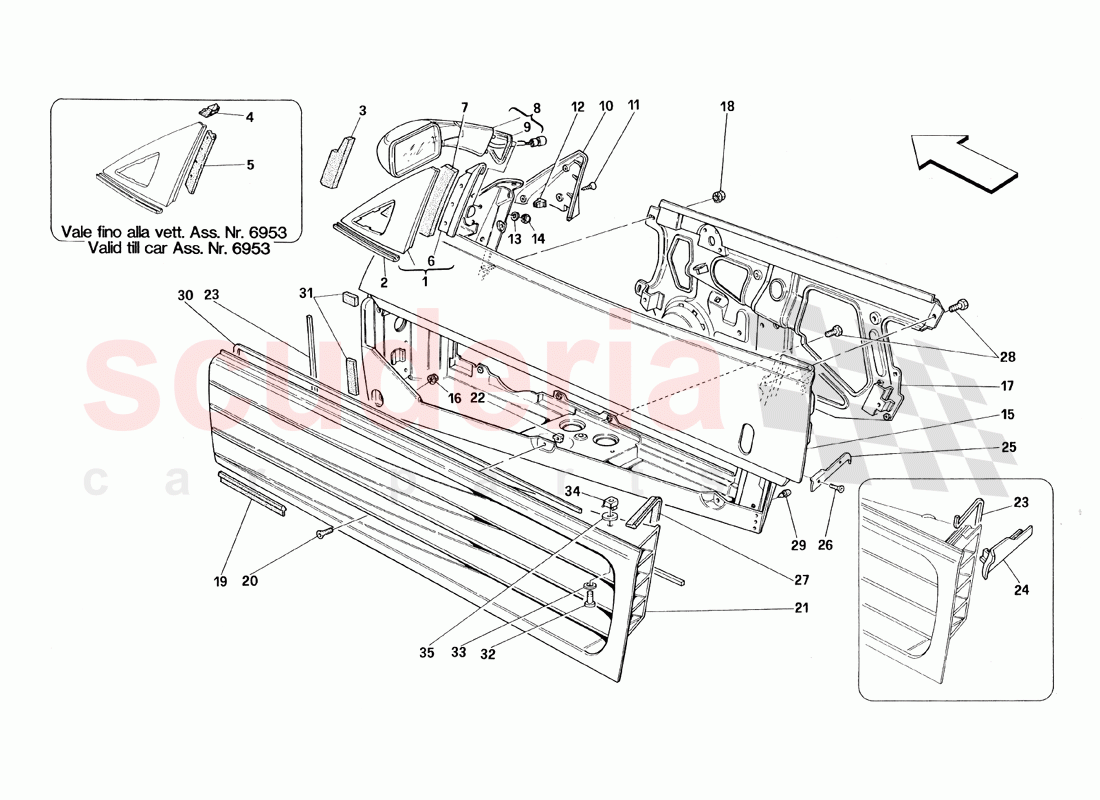 Doors - Framework and Rear Mirror of Ferrari Ferrari 348 TB (1993)