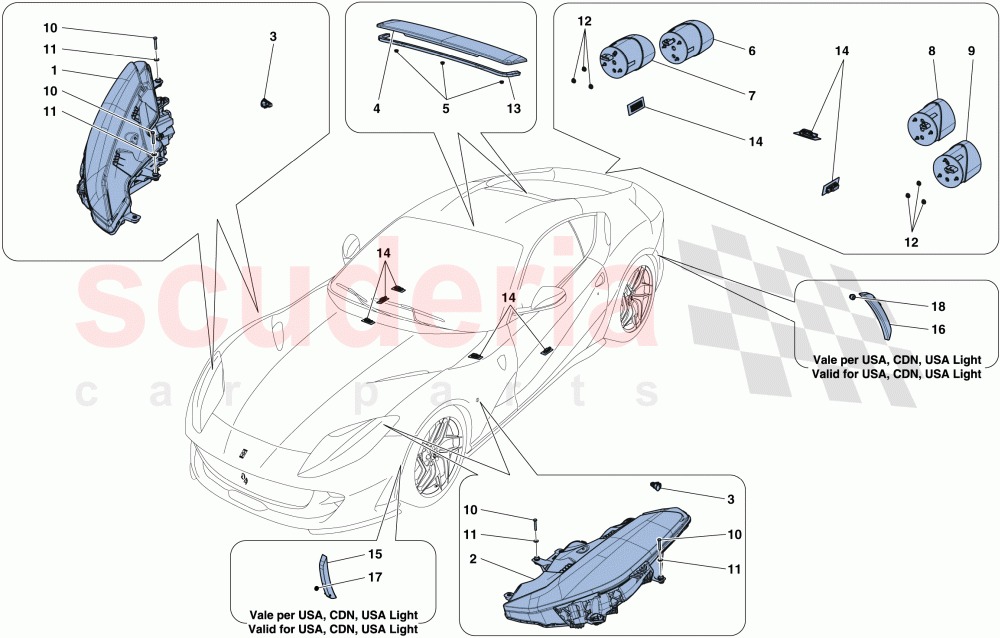 HEADLIGHTS AND TAILLIGHTS of Ferrari Ferrari 812 Superfast/GTS