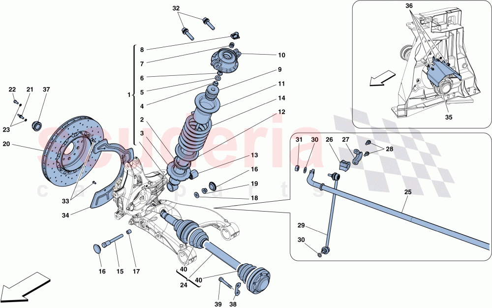 REAR SUSPENSION - SHOCK ABSORBER AND BRAKE DISC of Ferrari Ferrari 458 Italia