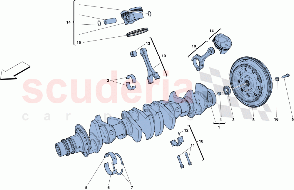 CRANKSHAFT - CONNECTING RODS AND PISTONS of Ferrari Ferrari GTC4Lusso