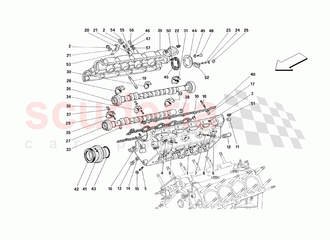 RH Cylinder Head of Ferrari Ferrari 348 TB (1993)