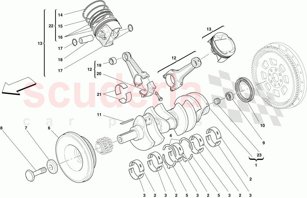 CRANKSHAFT - CONNECTING RODS AND PISTONS of Ferrari Ferrari 430 Coupe