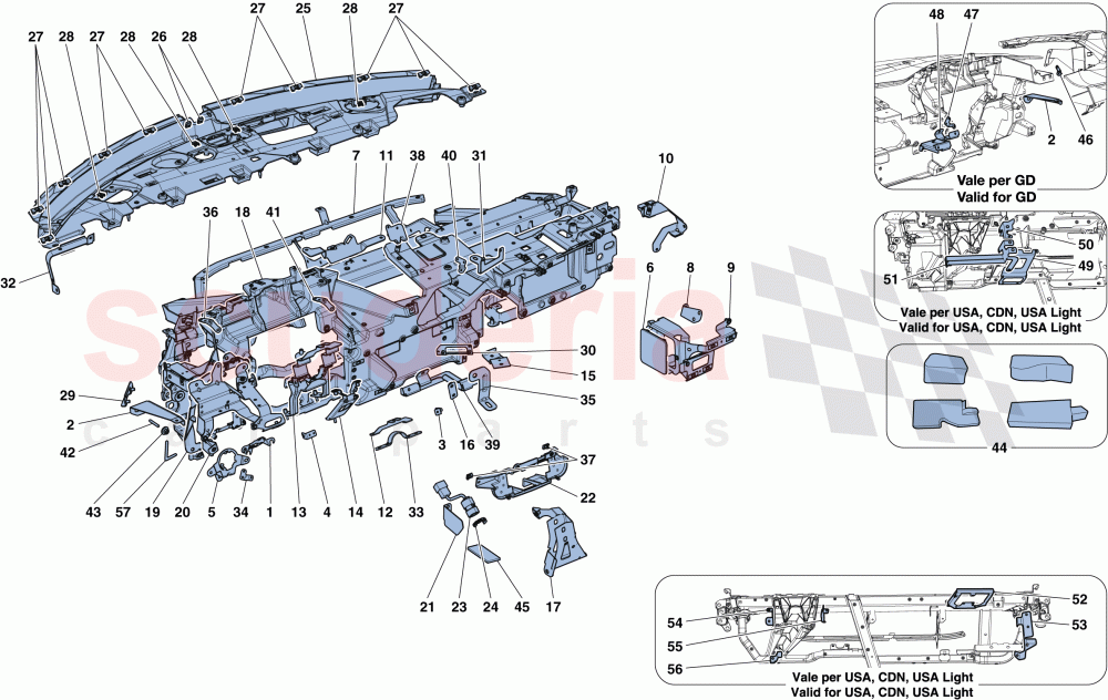 DASHBOARD - SUBSTRUCTURE of Ferrari Ferrari 488 Spider