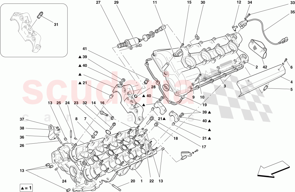 LEFT HAND CYLINDER HEAD of Ferrari Ferrari 430 Scuderia