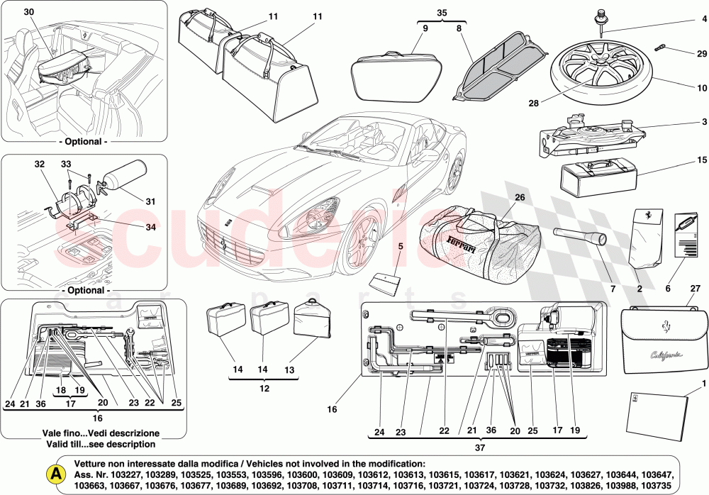 STANDARD ACCESSORIES of Ferrari Ferrari California (2012-2014)