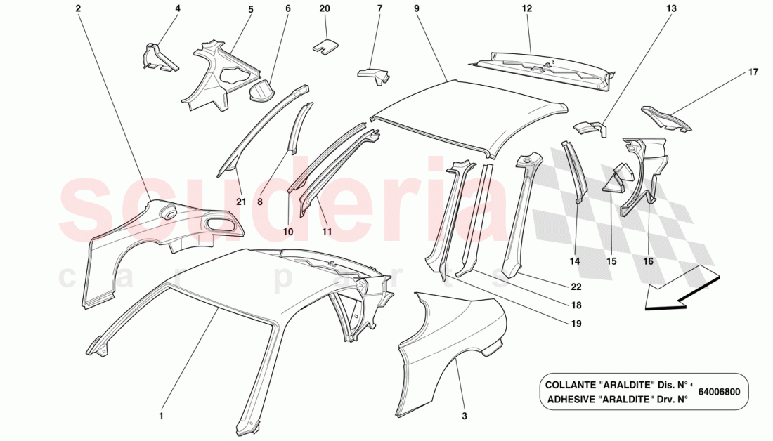 ROOF PANEL STRUCTURES AND COMPONENTS of Ferrari Ferrari 456 GT/GTA