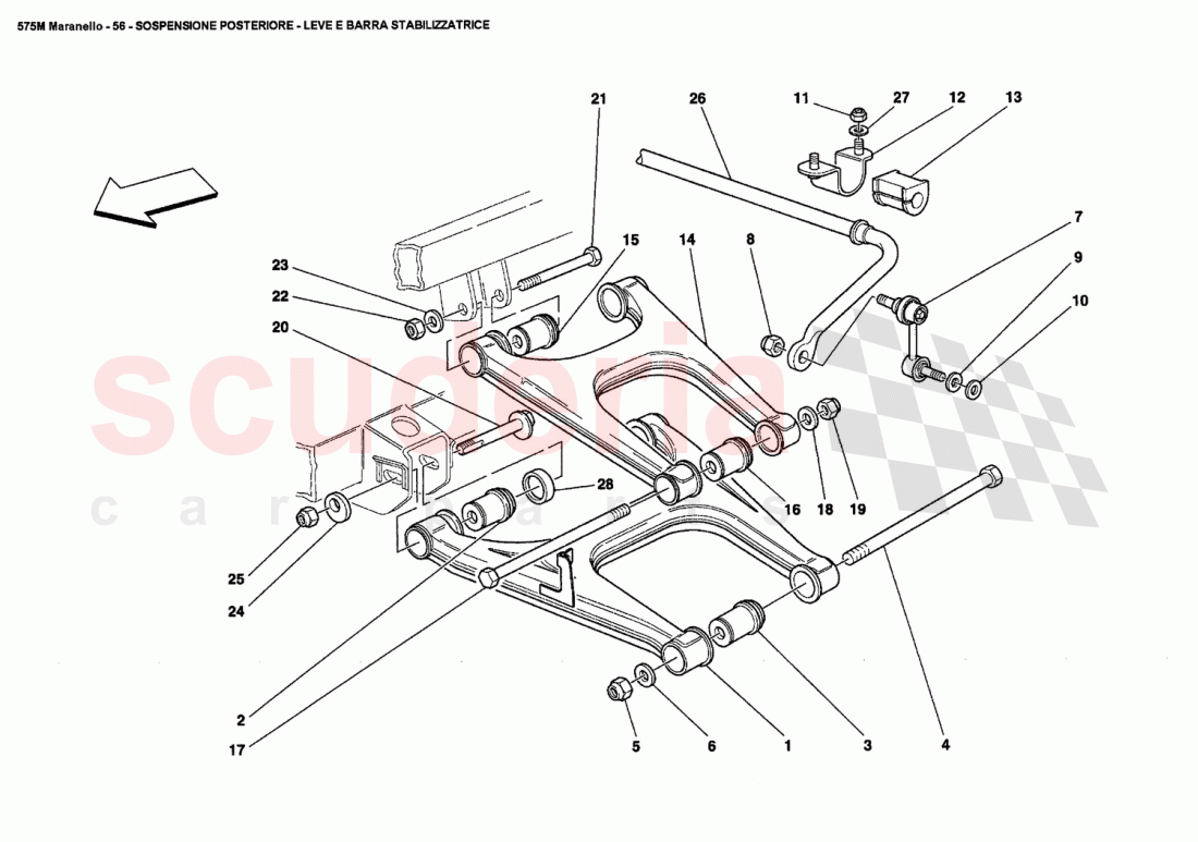 REAR SUSPENSION - WISHBONES AND STABILIZER BAR of Ferrari Ferrari 575M Maranello