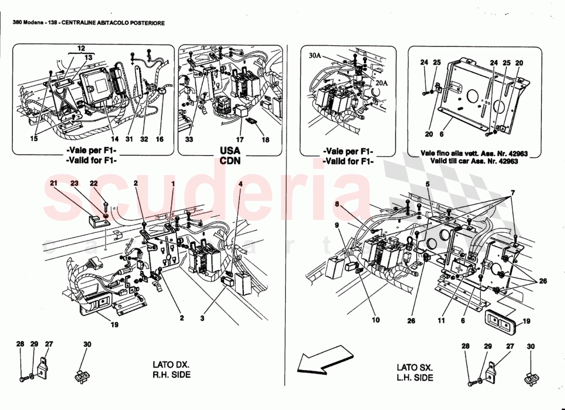 REAR PASSENGERS COMPARTMENT CONTROL STATIONS of Ferrari Ferrari 360 Modena