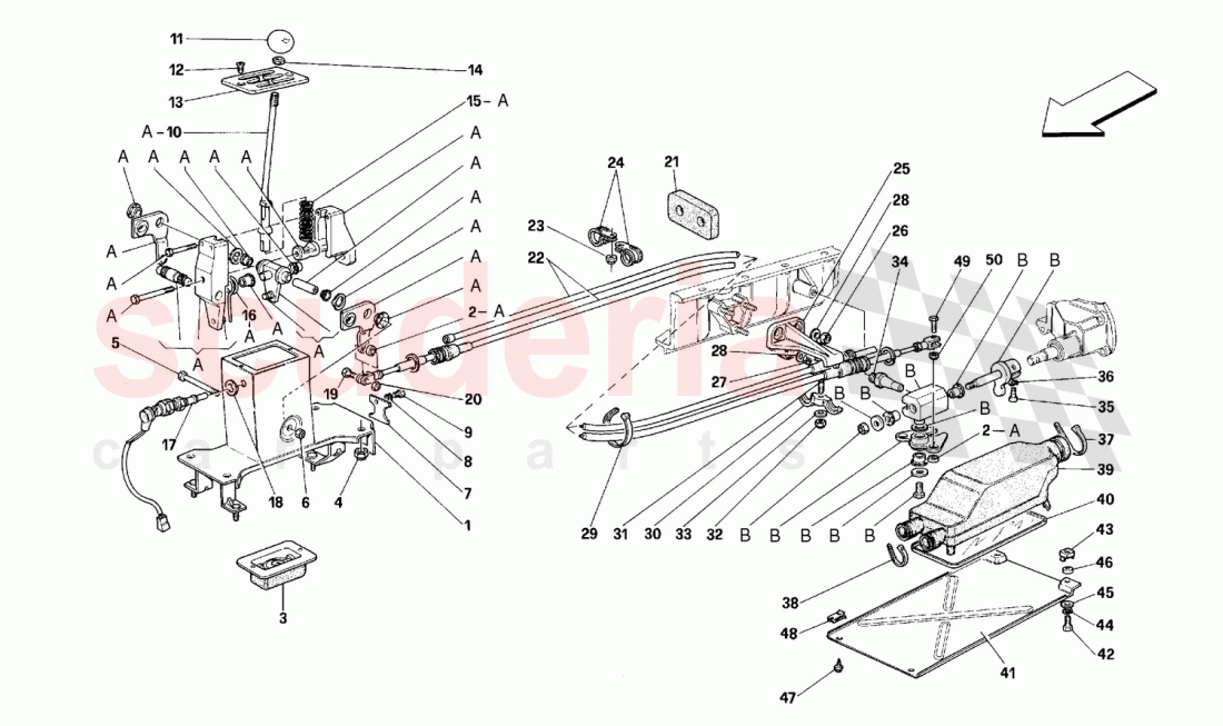 OUTSIDE GEARBOX CONTROLS of Ferrari Ferrari 348 (2.7 Motronic)