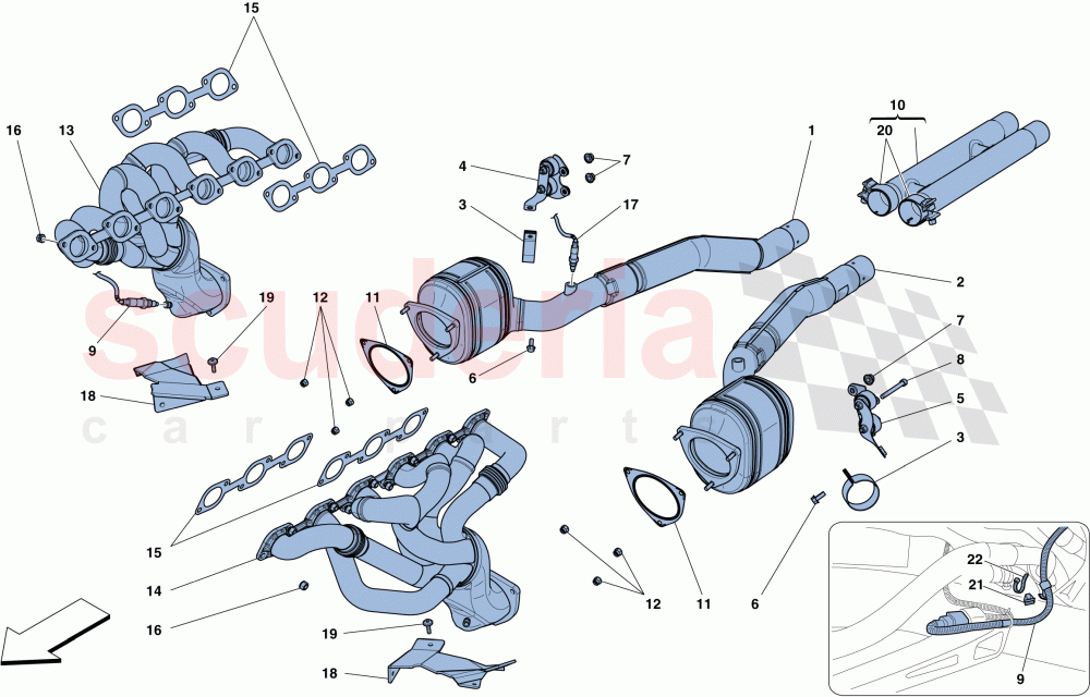 PRE-CATALYTIC CONVERTERS AND CATALYTIC CONVERTERS of Ferrari Ferrari FF