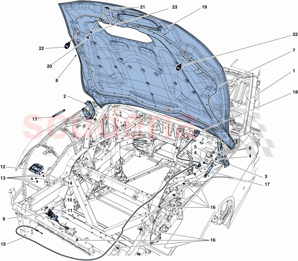 FRONT LID AND OPENING MECHANISM of Ferrari Ferrari F12 Berlinetta