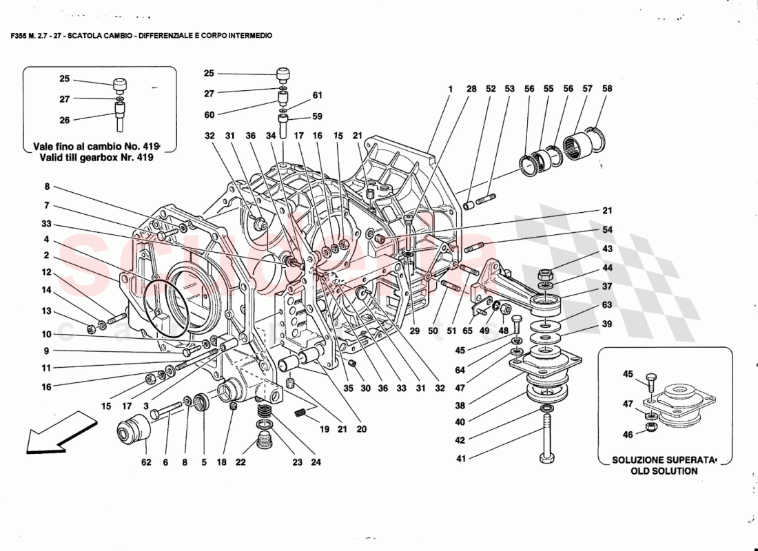 GEARBOX - DIFFERENTIAL HOUSING ANO INTERMEDIATE CASING of Ferrari Ferrari 355 (2.7 Motronic)