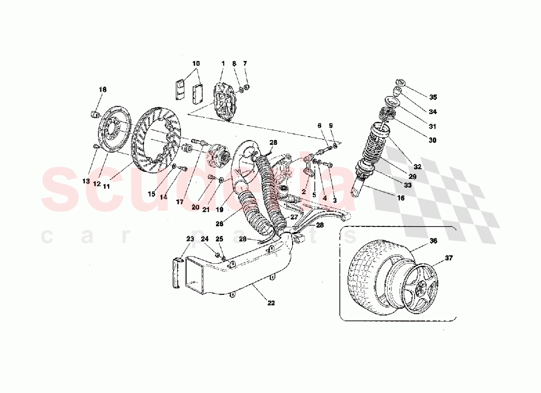 Brakes - Shock Absorbers - Front Air Intake - Wheels of Ferrari Ferrari 355 Challenge (1996)