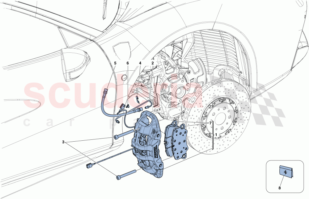 FRONT BRAKE CALLIPERS of Ferrari Ferrari 488 Spider