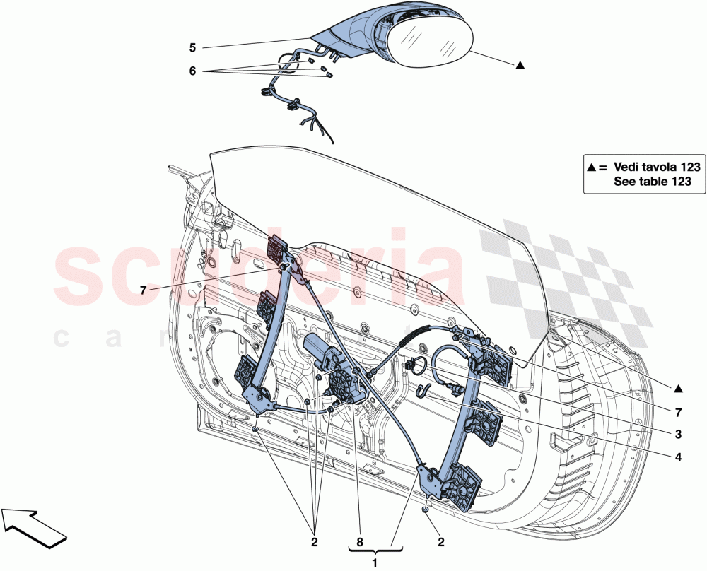 DOORS - POWER WINDOW AND REAR VIEW MIRROR of Ferrari Ferrari California T