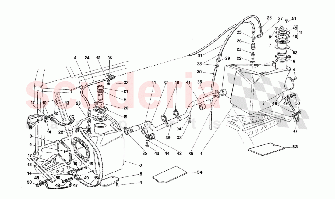 Tanks and gasoline vent system -Not for USA- of Ferrari Ferrari F40