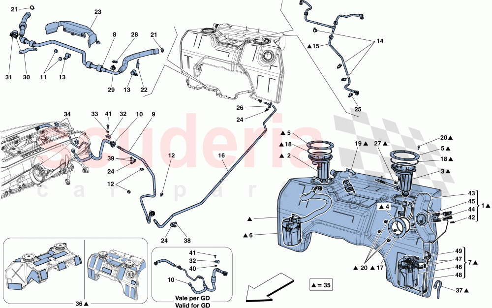 FUEL TANK, FUEL SYSTEM PUMPS AND PIPES of Ferrari Ferrari 812 Superfast/GTS