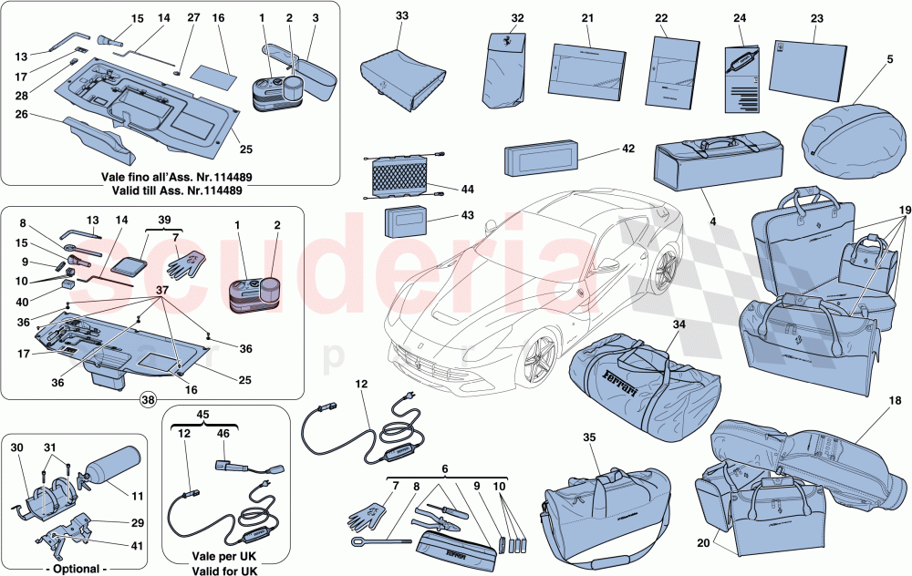 TOOLS AND ACCESSORIES PROVIDED WITH VEHICLE of Ferrari Ferrari F12 Berlinetta