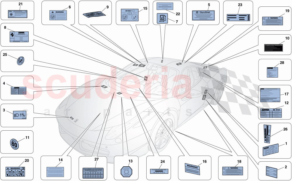 ADHESIVE LABELS AND PLAQUES of Ferrari Ferrari 458 Italia