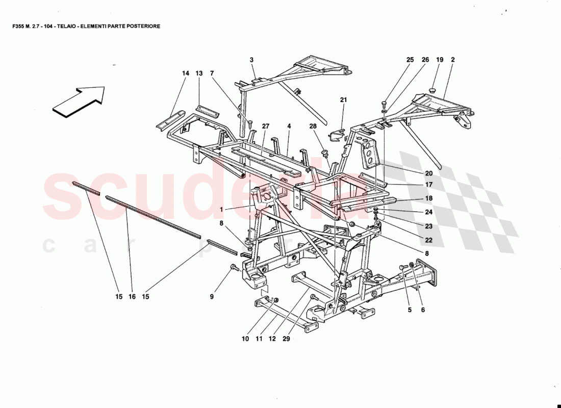 FRAME - REAR PART ELEMENTS of Ferrari Ferrari 355 (2.7 Motronic)