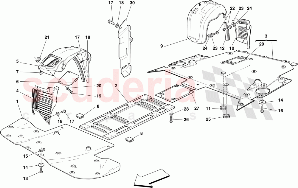 FLAT UNDERTRAY AND WHEELHOUSES of Ferrari Ferrari 430 Scuderia