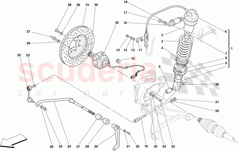 REAR SUSPENSION - SHOCK ABSORBER AND BRAKE DISC of Ferrari Ferrari 430 Scuderia