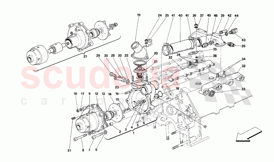 WATER PUMP of Ferrari Ferrari 348 (2.7 Motronic)