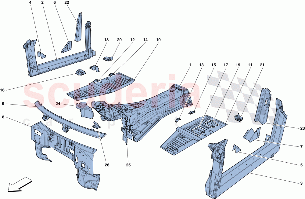 STRUCTURES AND ELEMENTS, CENTRE OF VEHICLE of Ferrari Ferrari GTC4Lusso T